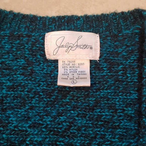 VTG Jaclyn Smith Abstract Chunky Knit Cardigan Patchwork Sweater Women's Size L - Picture 2 of 5